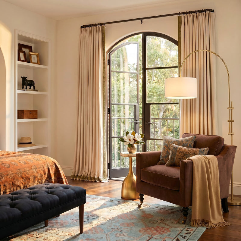 Arc Floor Lamp With Fabric Shade