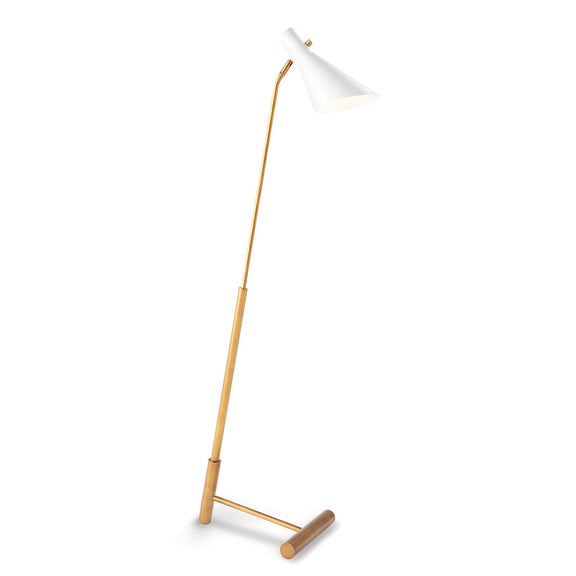 Spyder Floor Lamp - White & Natural Brass