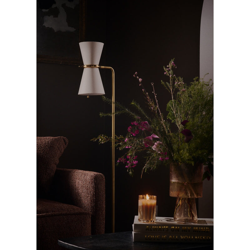 Gable Floor Lamp - Antique Natural Brass & Oyster Shade