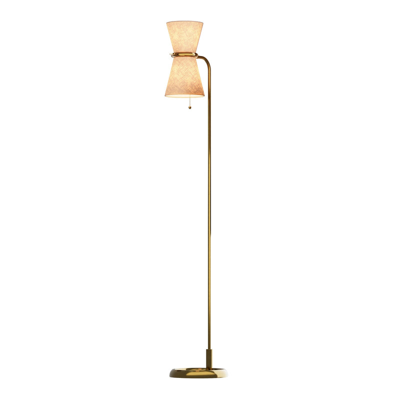 Gable Floor Lamp - Antique Natural Brass & Oyster Shade