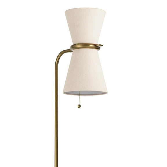 Gable Floor Lamp - Antique Natural Brass & Oyster Shade