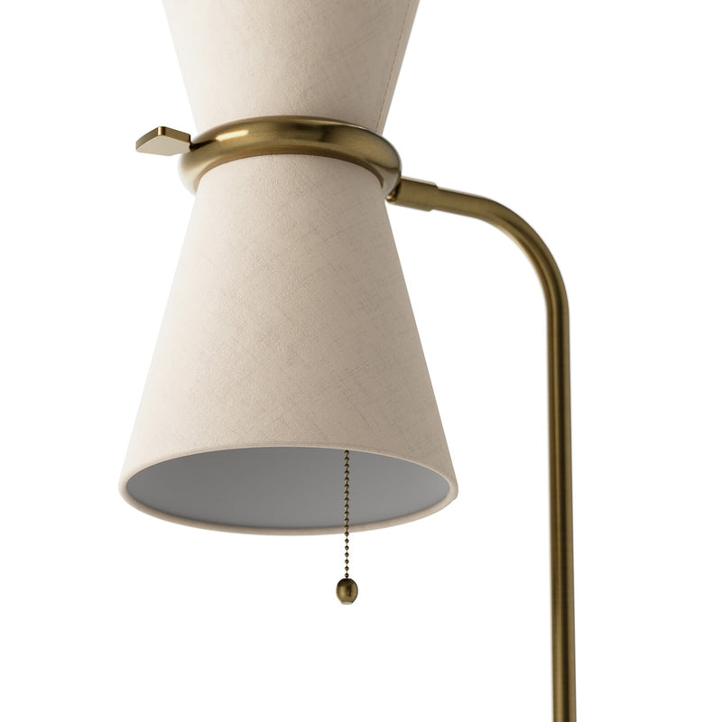 Gable Floor Lamp - Antique Natural Brass & Oyster Shade