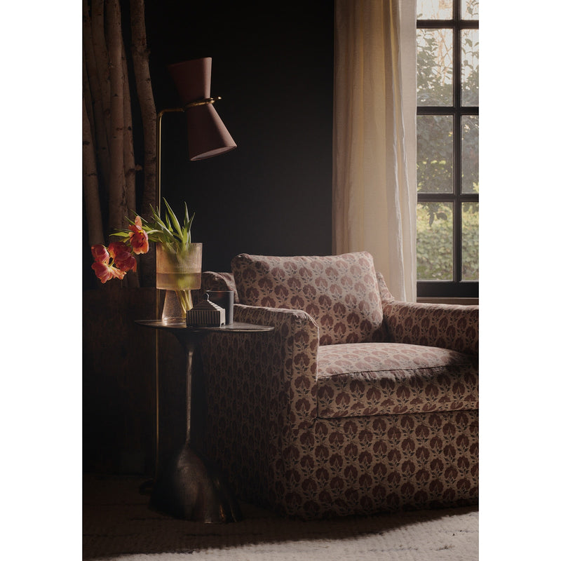 Gable Floor Lamp - Antique Natural Brass & Russet Shade