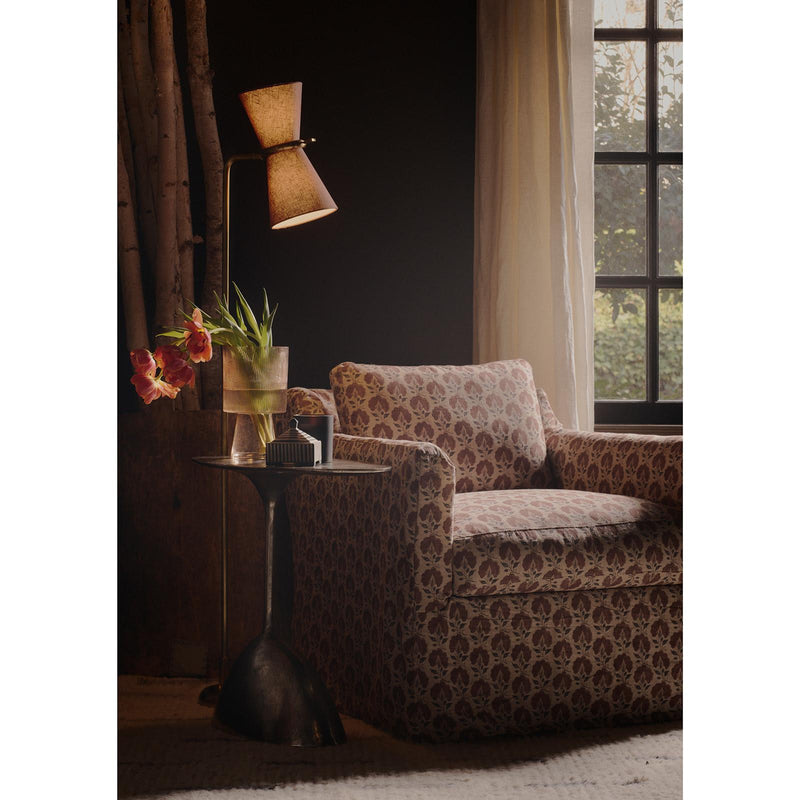 Gable Floor Lamp - Antique Natural Brass & Russet Shade