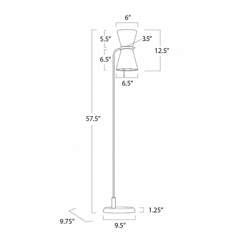 Gable Floor Lamp - Antique Natural Brass & Russet Shade