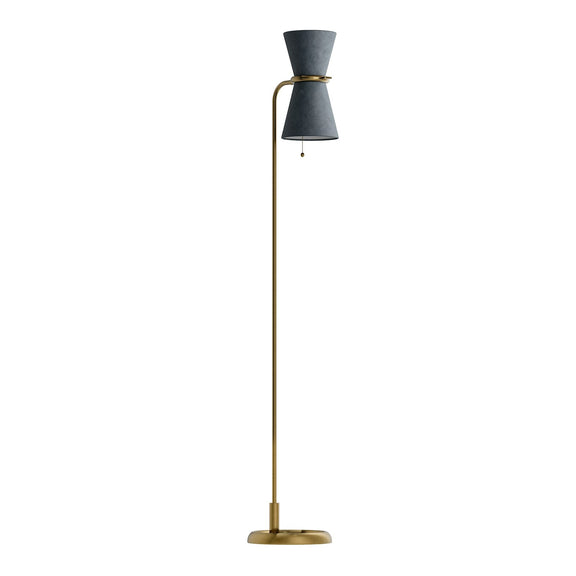 Gable Floor Lamp - Antique Natural Brass & Storm Blue Shade