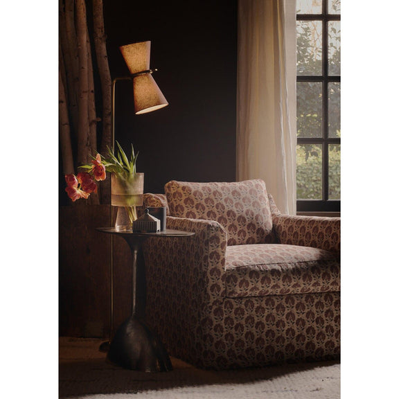 Gable Floor Lamp - Antique Natural Brass & Storm Blue Shade