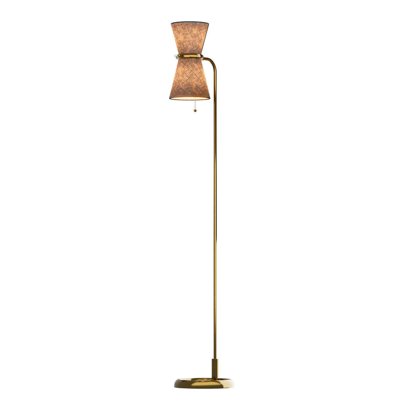Gable Floor Lamp - Antique Natural Brass & Storm Blue Shade
