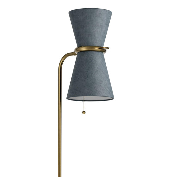 Gable Floor Lamp - Antique Natural Brass & Storm Blue Shade