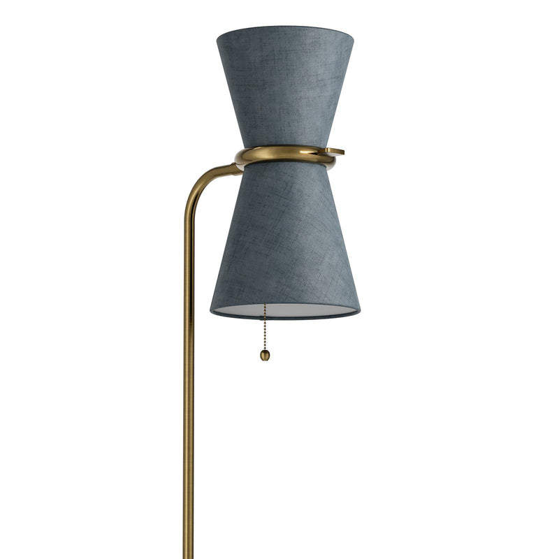 Gable Floor Lamp - Antique Natural Brass & Storm Blue Shade