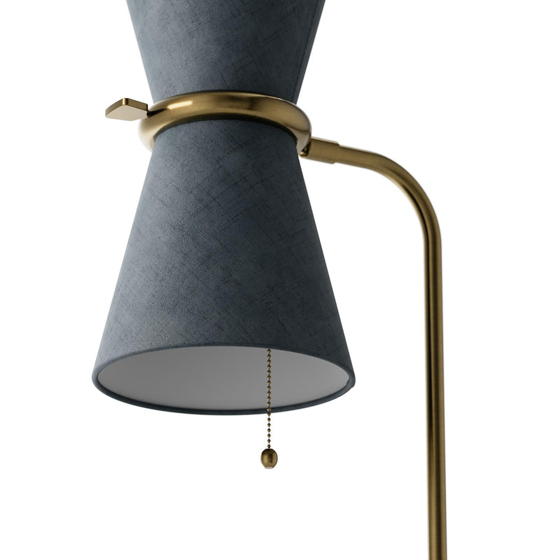 Gable Floor Lamp - Antique Natural Brass & Storm Blue Shade