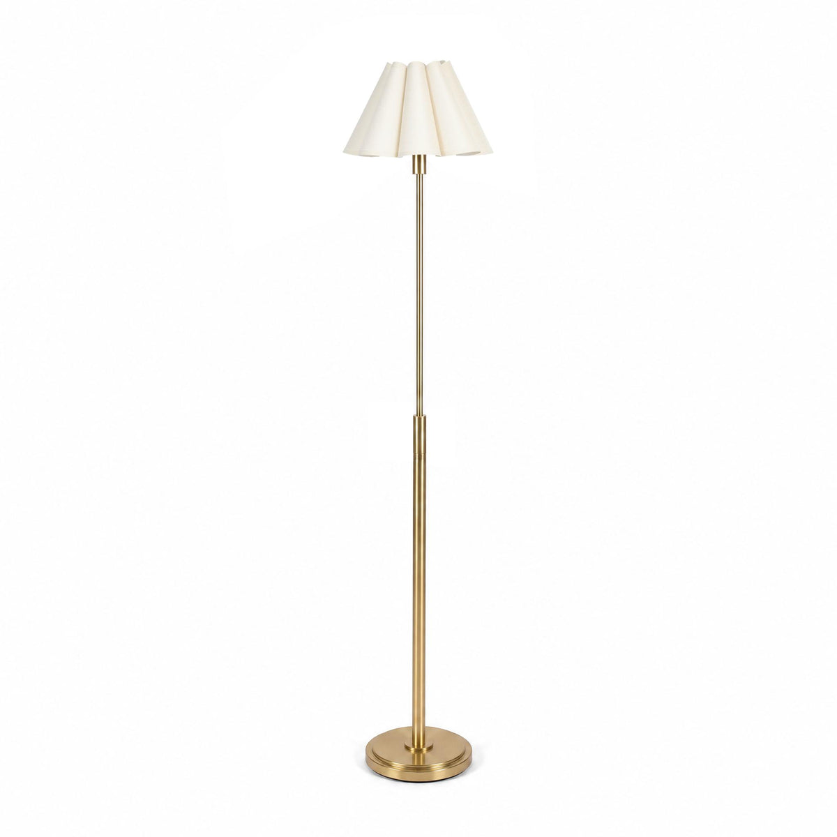 Polly Stem Floor Lamp - Natural Brass & Oyster Scalloped Shade