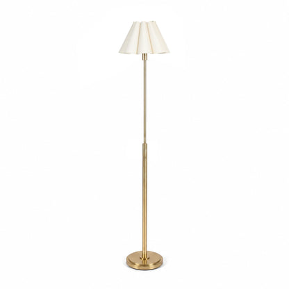 Polly Stem Floor Lamp - Natural Brass & Oyster Scalloped Shade
