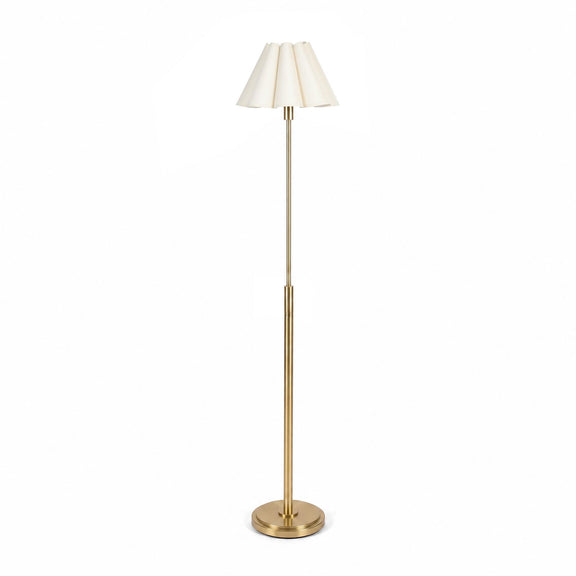 Polly Stem Floor Lamp - Natural Brass & Oyster Scalloped Shade
