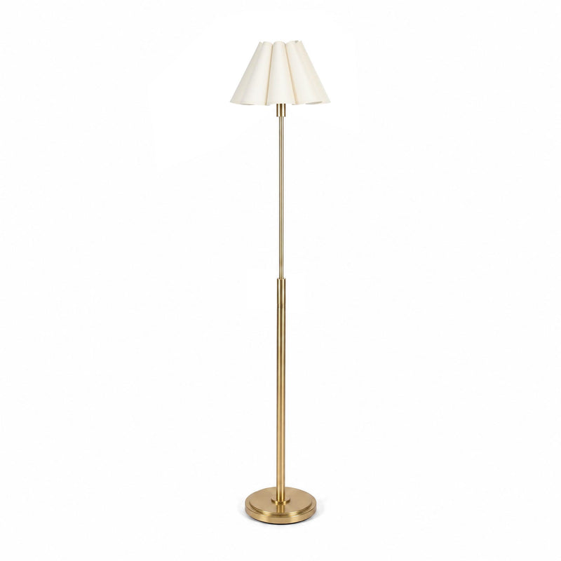 Polly Stem Floor Lamp - Natural Brass & Oyster Scalloped Shade