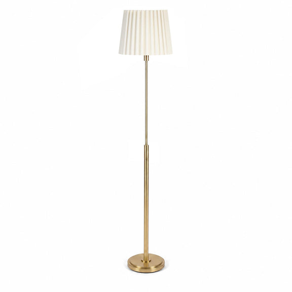 Polly Stem Floor Lamp - Natural Brass & Oyster Wave Pleat Shade