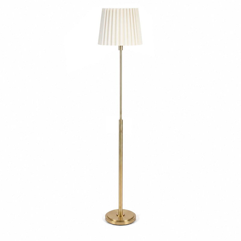 Polly Stem Floor Lamp - Natural Brass & Oyster Wave Pleat Shade
