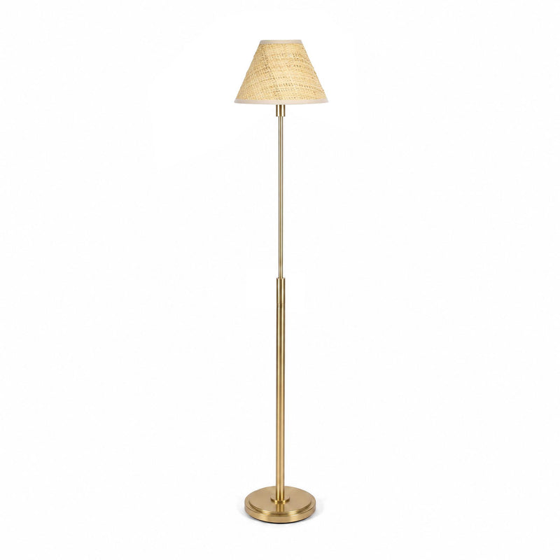 Polly Stem Floor Lamp - Natural Brass & Rattan Shade