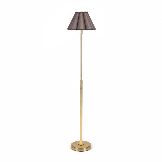 Polly Stem Floor Lamp - Natural Brass & Umber Scalloped Shade