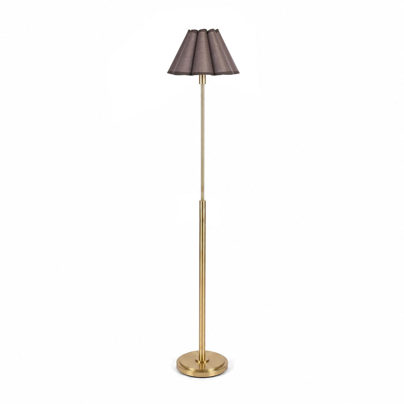 Polly Stem Floor Lamp - Natural Brass & Umber Scalloped Shade