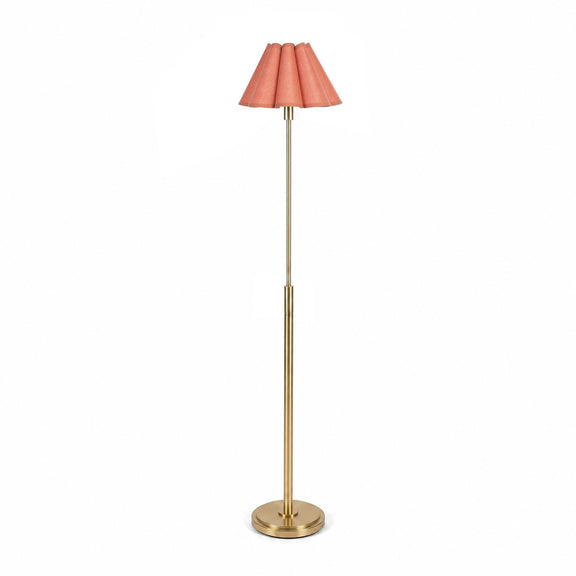 Polly Stem Floor Lamp - Natural Brass & Wild Poppy Scalloped Shade