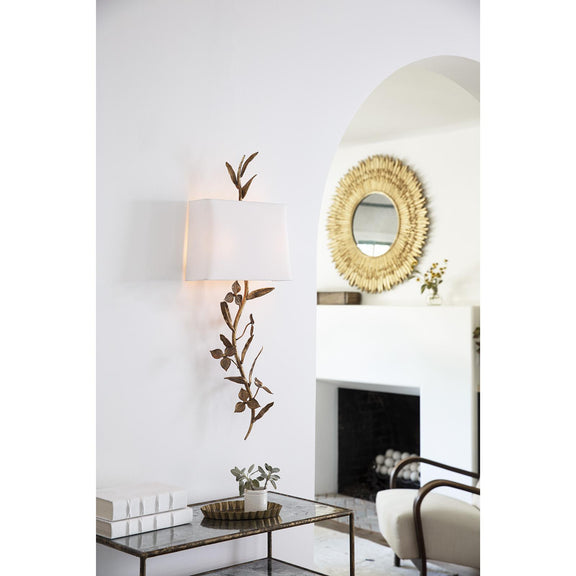 Trillium Shaded Sconce - Antique Gold Leaf