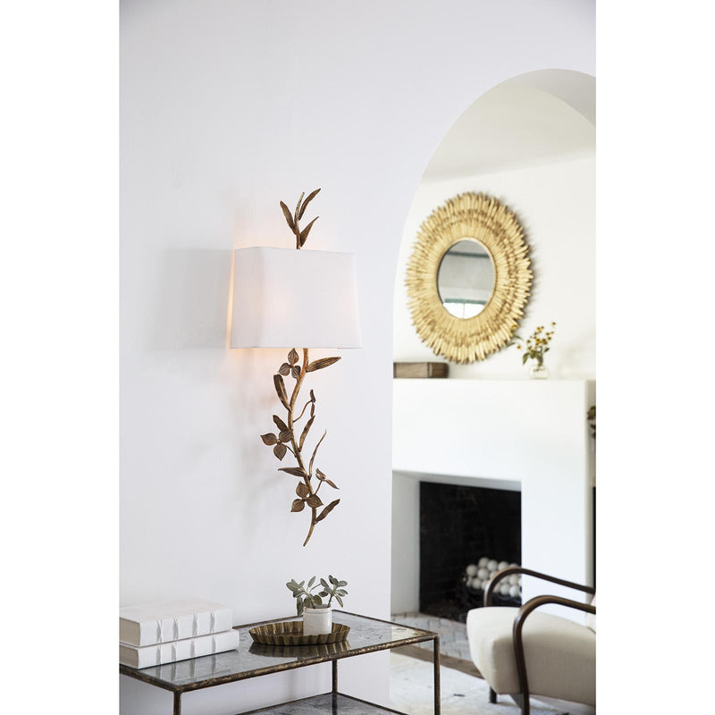 Trillium Shaded Sconce - Antique Gold Leaf