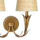 River Reed Sconce Double - Antique Gold Leaf & Rattan Shade