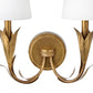 River Reed Sconce Double - Antique Gold Leaf & Natural Linen Shade