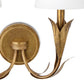 River Reed Sconce Double - Antique Gold Leaf & Natural Linen Shade