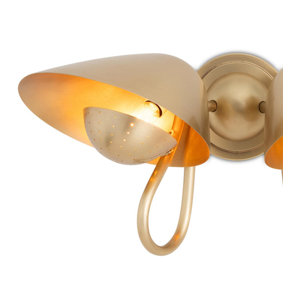 Keaton Sconce Double - Natural Brass