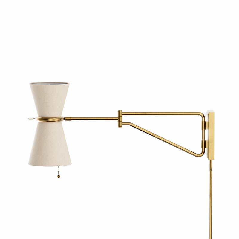 Gable Swing Arm Sconce - Antique Natural Brass & Oyster Shade