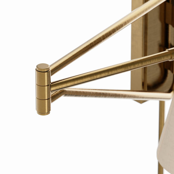 Gable Swing Arm Sconce - Antique Natural Brass & Oyster Shade