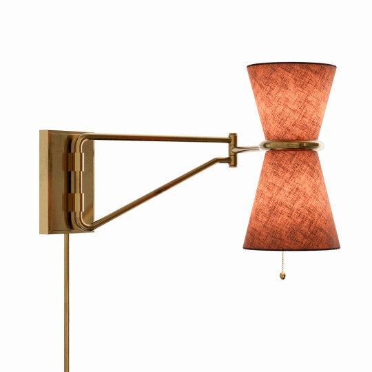 Gable Swing Arm Sconce - Antique Natural Brass & Russet Shade