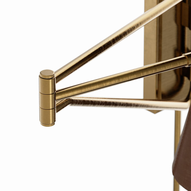 Gable Swing Arm Sconce - Antique Natural Brass & Russet Shade
