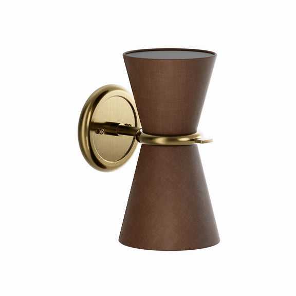 Gable Sconce - Antique Natural Brass & Russet Shade