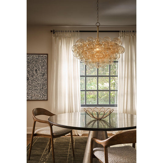Bubbles Chandelier Amber - Natural Brass & Amber Glass