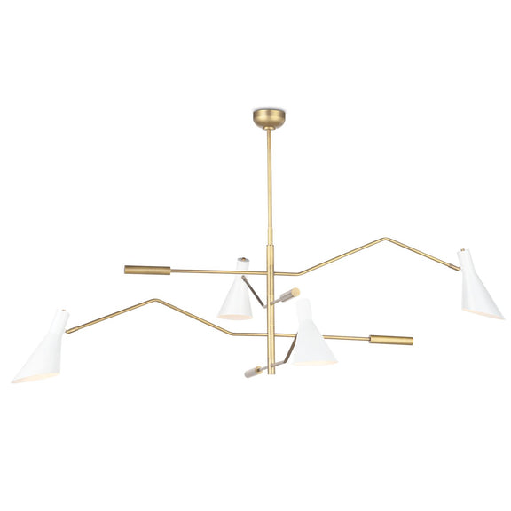 Spyder Chandelier - White & Natural Brass
