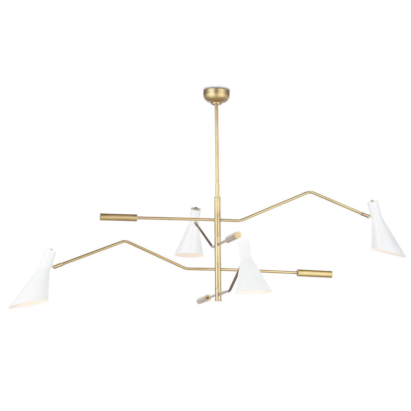 Spyder Chandelier - White & Natural Brass
