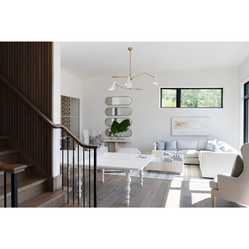 Spyder Chandelier - White & Natural Brass