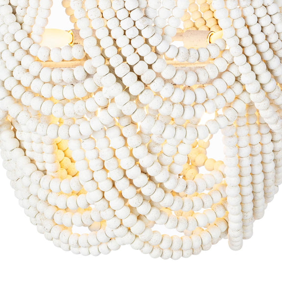 Lorelei Wood Bead Flush Mount - White