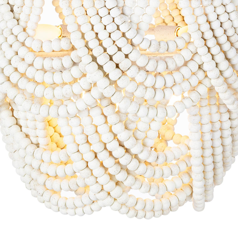 Lorelei Wood Bead Flush Mount - White