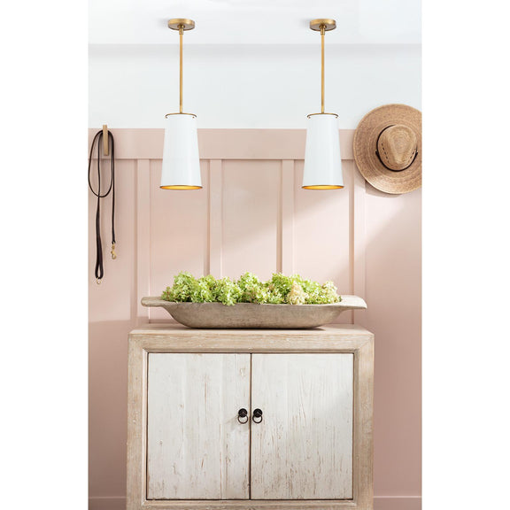 Hattie Pendant - White & Natural Brass