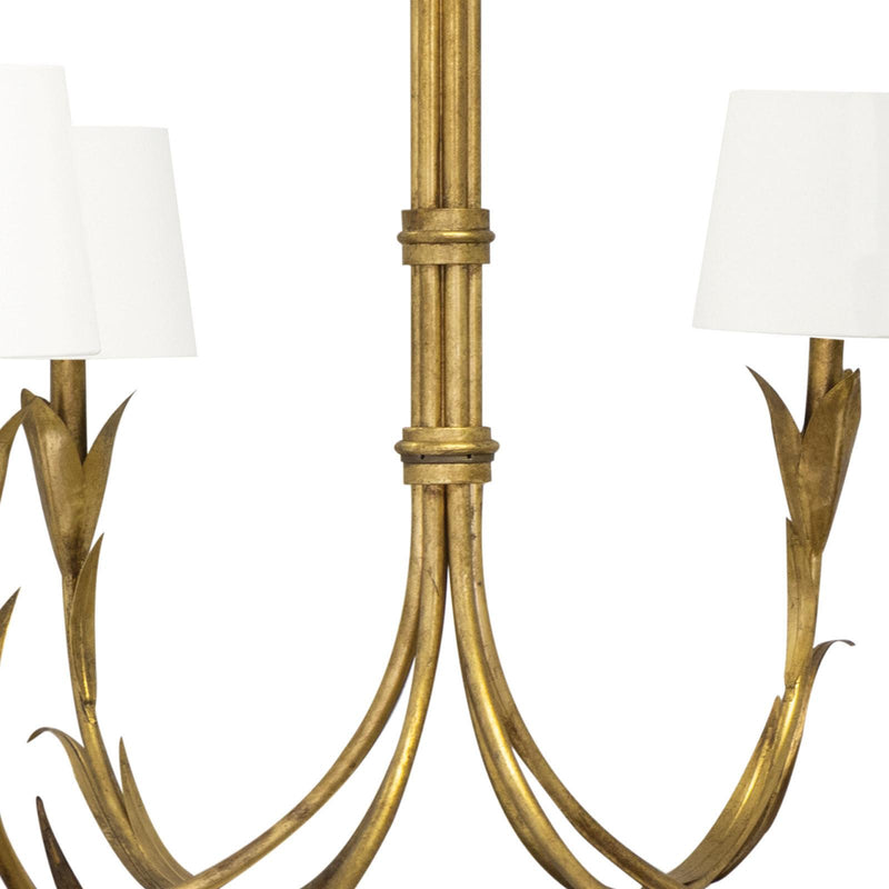River Reed Chandelier Small - Antique Gold Leaf & Natural Linen Shade