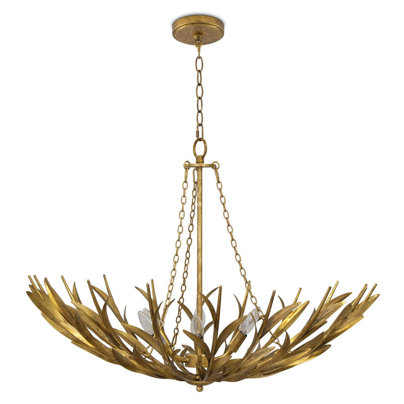 River Reed Basin Chandelier - Antique Gold Leaf