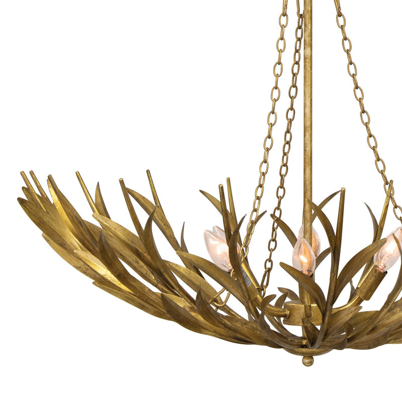River Reed Basin Chandelier - Antique Gold Leaf