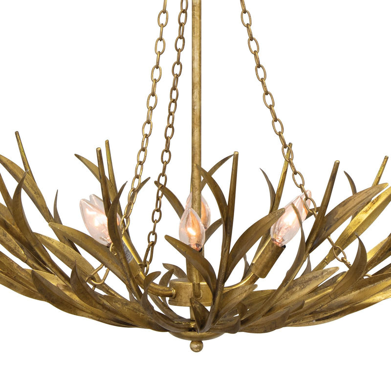 River Reed Basin Chandelier - Antique Gold Leaf