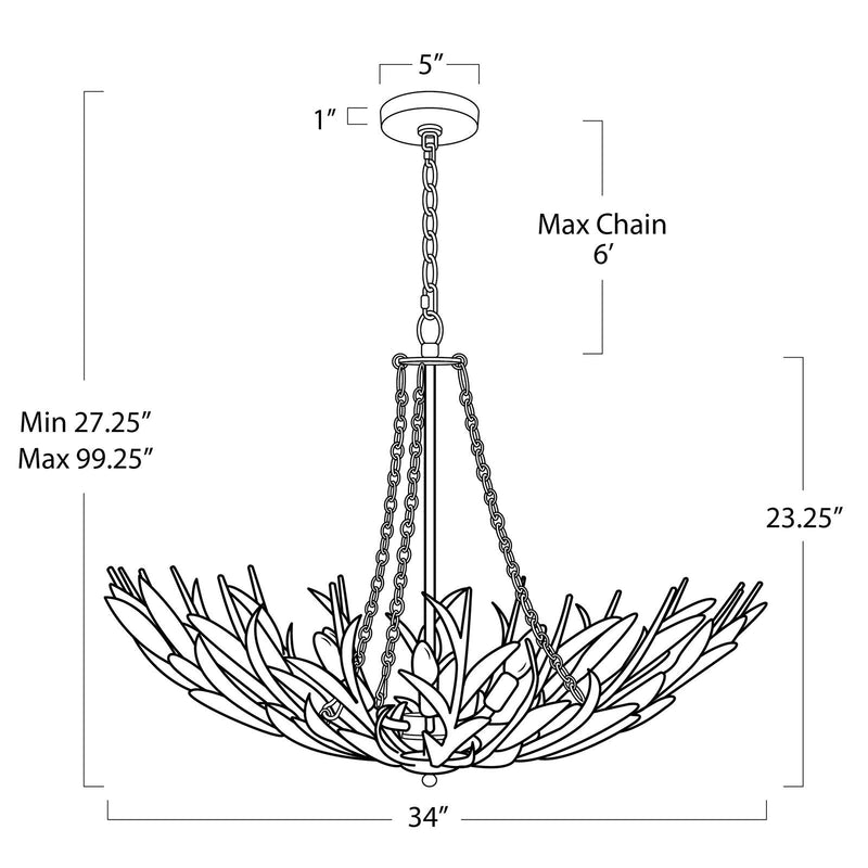 River Reed Basin Chandelier - Antique Gold Leaf