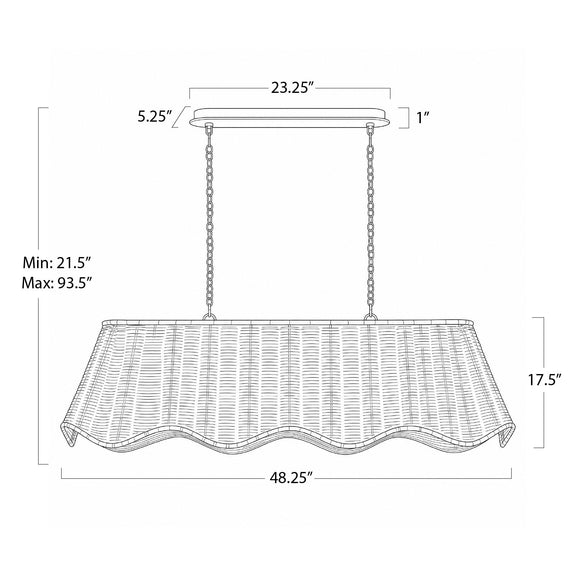 Margo Rattan Linear Chandelier - Natural