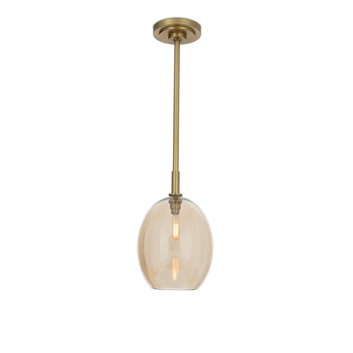 Artemis Pendant Single - Natural Brass & Champagne Glass